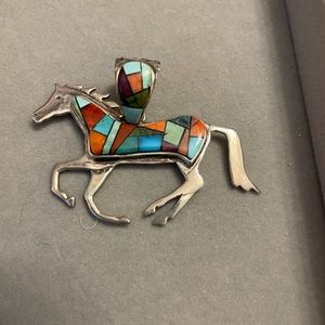 Silver turquoise Navajo pendant